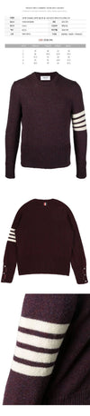 Thom Browne Diagonal Armband Crew Neck Pullover Wool Knit Burgundy 01085 614 151784313 [P]