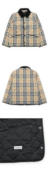 Burberry Kids Checked Quilted Velvet Collar Jacket 158667665 [P]