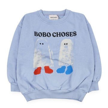 Bobo Choses Kids Booty Ghost Sweatshirt (Light Blue) B226AC031 451 160684801 [P]