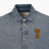 AMI Herzlogo-Patch Übergröße Indigo Denim Hemd 160685610 [P]