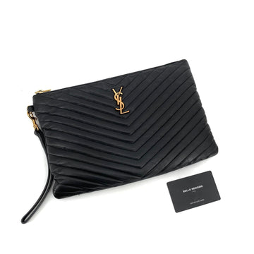 Saint Laurent Monogram Matelassé Gold Clutch New Medium 550803-458 160696229 [P]