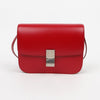 CELINE Klassische Box Kleine Leder Schultertasche Rot mit Silberbeschlägen 160477961 [P]