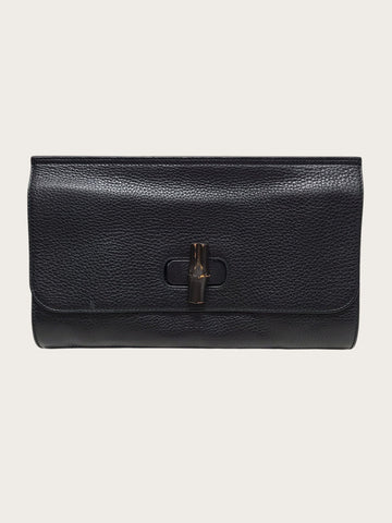 GUCCI Schwarze Leder Bamboo Daily Clutch 160701743 [P]