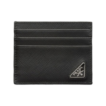Prada Saffiano Card Holder with Triangle Logo Black 160702552 [P]