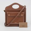 Burberry Topstitch Pocket Leather Mini Tote Bag Brown 158669579 [P]