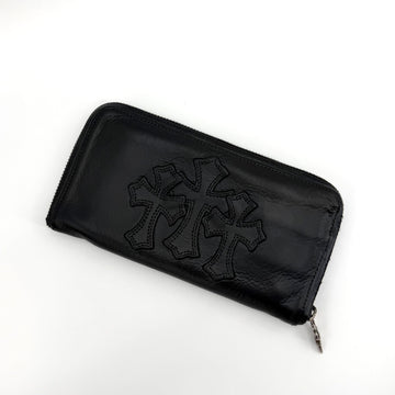 CHROME HEARTS Lederpatch Triple Cross Reißverschluss Geldbörse 160702682 [P]