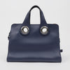 BURBERRY レザーシルバークレストグロメットネイビートートバッグ 159252770 [P]