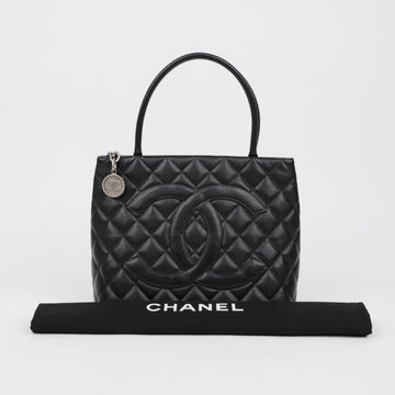 CHANEL Caviar Skin Coin Tote Bag Black 159662049 [P]