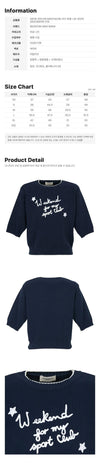 MaxMara Embroidered Short Sleeve Knit Navy 159257511 [P]