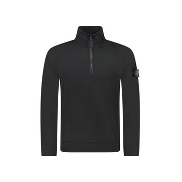 STONE ISLAND Patch Halb-Zip Sweatshirt Schwarz 152303650 [P]
