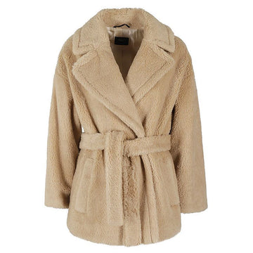MAXMARA ベルト付きファーコート ベージュ 2415081071 005 153212711 [P]
