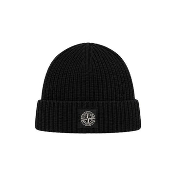 Stone Island Wool Beanie with Logo Patch Black L2S15 N100012 S00B4 V0029 160713975 [P]