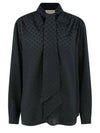 GUCCI シルククレープネックボウシャツ 740513 ZAISQ 1000 133010834 [P]