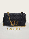 DIOR Schwarze Cannage Goldene Karo-Tasche Medium 160755389 [P]