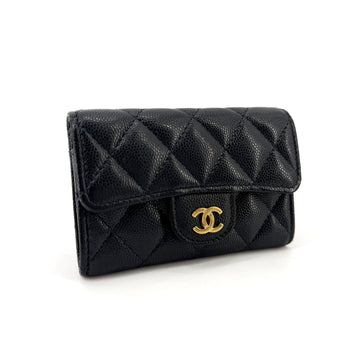 CHANEL Classic Caviar Card Holder with Gold Embellishment 160755822 [P]