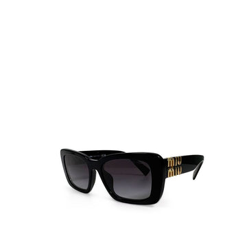Miu Miu Square Oval Acetate Sunglasses Black Slate Grey 160756435 [P]