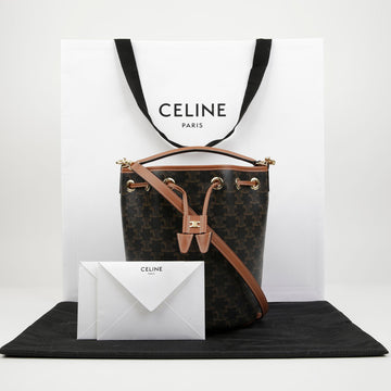 Celine Women's Clara Bag Triomphe Canvas Calfskin Tan 160488864 [P]