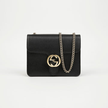 Gucci Interlocking GG Small Chain Bag Black Gold 160498118 [P]