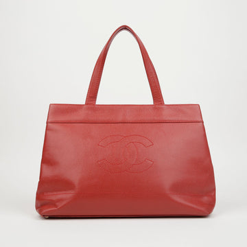CHANEL Logo Tote Schultertasche (Rot) 160559320 [P]