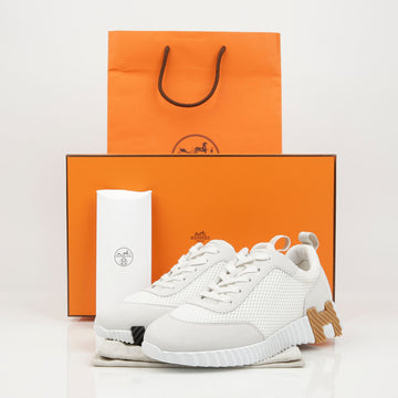 Hermes Bouncing Women's White Brown 38.5 160615396 [P]