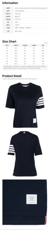 THOM BROWNE Kurzarm-T-Shirt mit schrägem Bündchen in Marineblau 07862 415 159638128 [P]