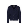 AMI Kleine Herz-Logo V-Ausschnitt Cardigan Marine 26FW 160766042 [P]