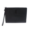 Saint Laurent Black Grained Embossed Leather Monogram Zipped Tablet Holder Clutch 667686 160790858 [P]