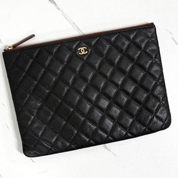 CHANEL Klassische Caviar Clutch Bag Schwarz Medium 160795081 [P]
