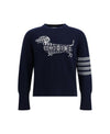 Thom Browne Merino Wool Holiday Hector 4-Bar Pullover Knit 26SS Navy MKA573A Y1029 415 152201373 [P]