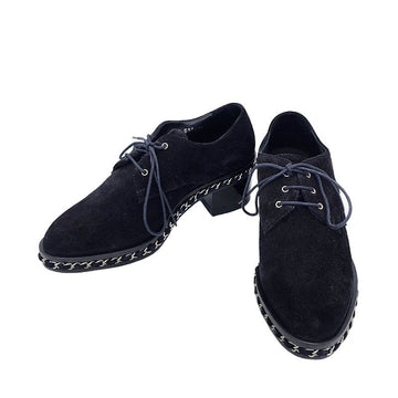 CHANEL Interlocking CC Suede Derby Shoes Black 36.5 160807718 [P]