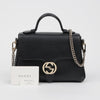 GUCCI Interlocking Leder Top Handle Chain Schultertasche Schwarz 160627602 [P]