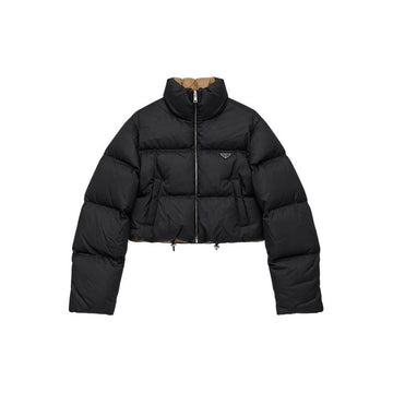 Prada Triangle Logo Re-Nylon Cropped Puffer Jacket Black 29D056 1WQ8 F0002 160855667 [P]