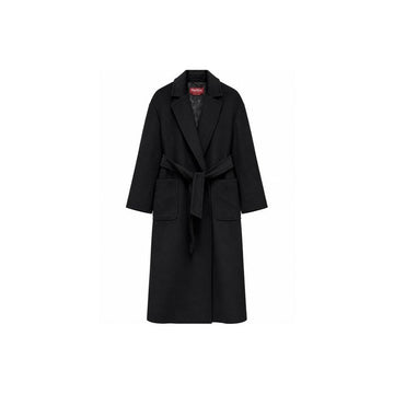 MaxMara Belted Long Wool Coat Black 2626016092 005 160855709 [P]