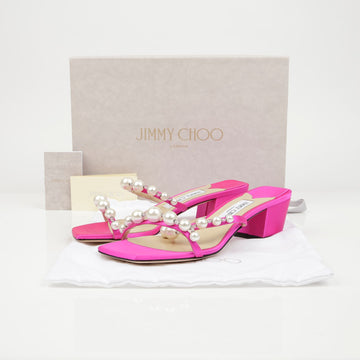 JIMMY CHOO Amara 45 Satin Mules mit Perlenapplikation 158873776 [P]
