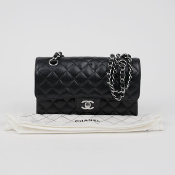 CHANEL クラシック スモール キャビア ショルダーバッグ ブラック シルバー 160699157 [P]