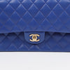 CHANEL Klassische Umhängetasche aus Lammleder mit Klappe, mittelgroß, goldfarben, blau 160756317 [P]