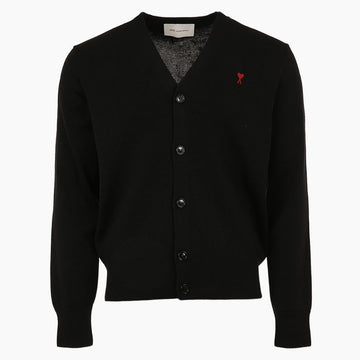 AMI Kardigan mit kleinem Herzlogo aus Wolle in Schwarz 160968951 [P]