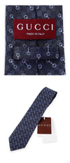 GUCCI Herren Seidenkrawatte mit Horsebit Jacquard (Marineblau) 4169 152920676 [P]