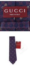 GUCCI Seidenkrawatte mit GG-Jacquard-Logo (Navy/Rot) 744379 4E217 4174 153241276 [P]