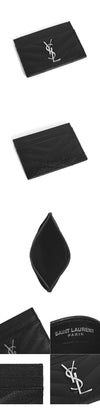 Saint Laurent Card Holder Matelassé Monogram Silver Plated 82497605 [P]