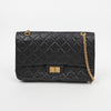 CHANEL 2.55 ビンテージ マキシ ブラック ゴールド金具 158873328 [P]