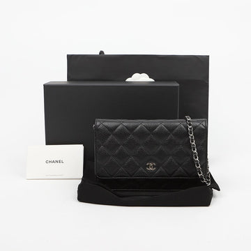 CHANEL Klassische WOC-Kettenbörse mit Kaviar und Silberverarbeitung 159123287 [P]