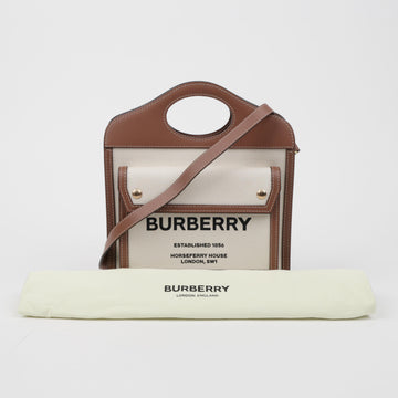 Burberry Two-Tone Mini Canvas Leather Pocket Tote Shoulder Bag 160071030 [P]