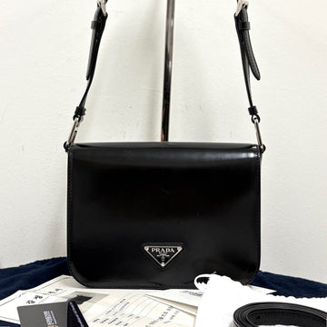 Prada Brushed Triangle Logo Shoulder Bag & Crossbody Black 161165505 [P]