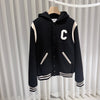 Celine Cashmere Wool Teddy Varsity Hooded Jacket Black 54 161179443 [P]