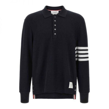 THOM BROWNE Texturiertes Piqué Poloshirt mit 4 Streifen (MJP234A J0248 415) 160989726 [P]