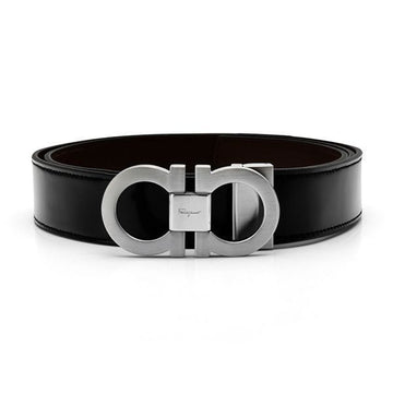 SALVATORE FERRAGAMO Gancini Schwarz/Braun Glänzende Wendegürtel 679535 644557 145240185 [P]