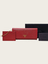 Prada Red Metal Logo Saffiano Card Holder Wallet 161232960 [P]