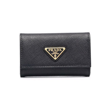 Prada Saffiano Triangle Logo Key Case Black 1PG004 QHH F0002 159537240 [P]
