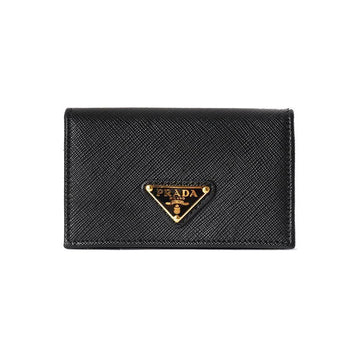 Prada Saffiano Triangle Logo Card Holder Black 159537238 [P]